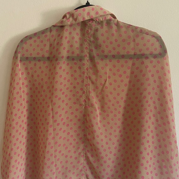 Sheer Polka Dot Cropped Blouse with Drop Shoulders - Picture 2 of 3